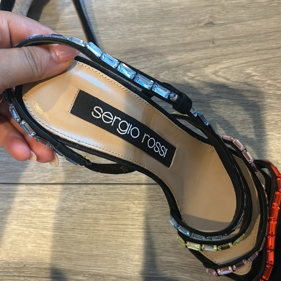 Sergio Rossi Black Heels with Multicolor Straps 38 - Picture 2 of 8